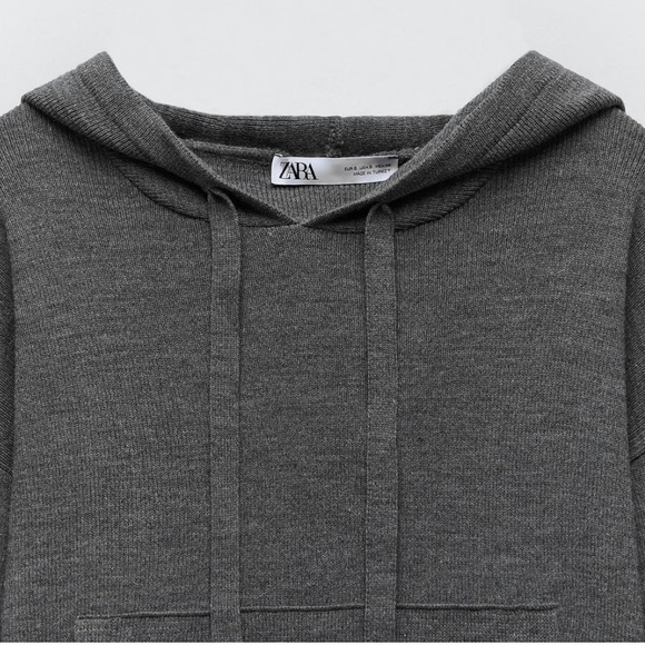 ZARA Hooded Crop Kangaroo Sweatshirt Hoodie M - Picture 3 of 15